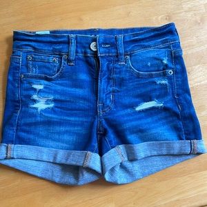 Blue, distressed jegging, American Eagle Shorts